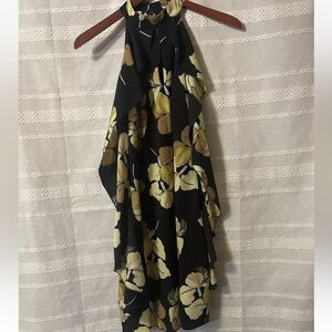 Parisian Collection Black & Yellow Floral Strapless Dress Women Sz 10 35.00